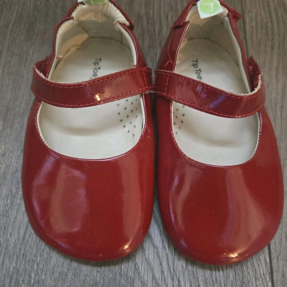 Tip Toey Joey Red Patent Leather Mary Jane Flats Barefoot Toddler US 6.5 EU 22